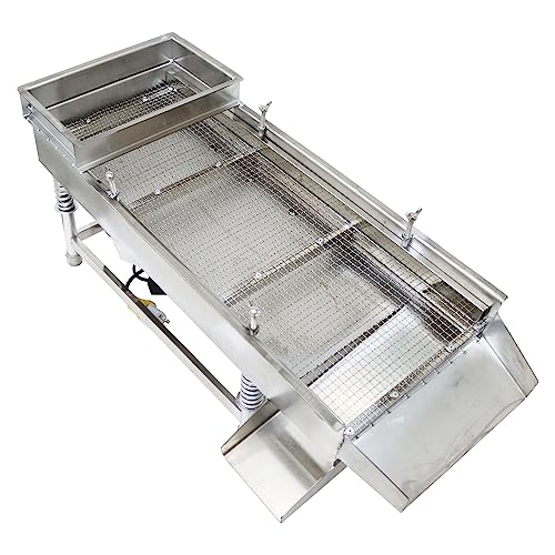 WYDDDARY Small Stainless Steel Linear Screen JG30-75 Electric Linear Sifter Machine Straight Vibrating Sieve Shaker 9mm Square Grid Mesh Single Layer Single Motor 110V