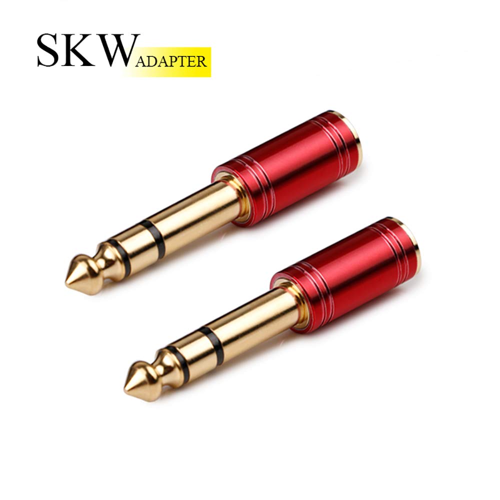 SKW 6.35mm (1/4 inch) Male to 3.5mm (1/8 inch) Female Stereo Audio Adapter - 2 Pack