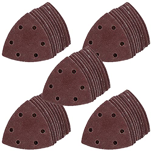 90mm Triangular Sanding Abrasive Discs Pads Hook Loop Backing 40 Grit 250pk