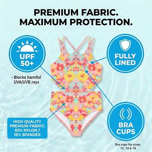 Image of Kanu Surf Girls' Beach Girl Sport Cut-Out One Piece Swimsuit