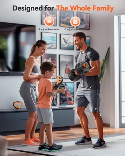 Image of FEIERDUN DS2 Adjustable Dumbbells, 20 /30 /40 /45 /70 /90lbs Free Weight Set with Connector, 5 in1 Dumbbells Set Used as Barbell, Kettlebells, Push up Stand, Weight Plate, Fitness Exercises for Home Gym Suitable Men /Women