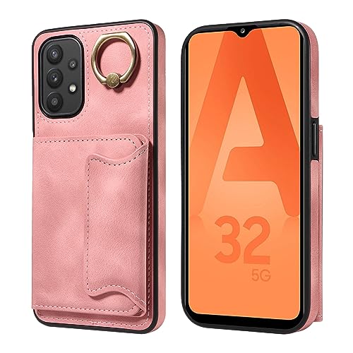 Étui Samsung Galaxy A32 5G protection antichoc housse cuir rose porte-cartes