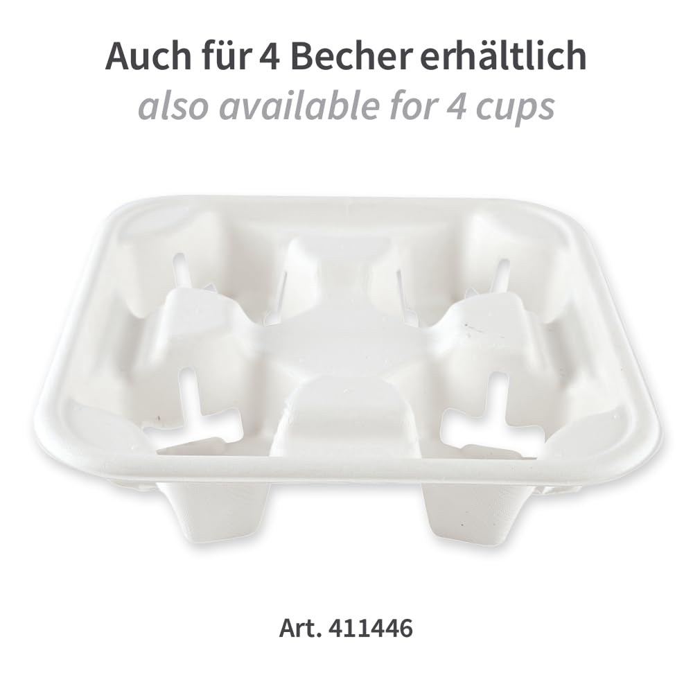 800 Stück NATUREStar Becherhalter Double | Zuckerrohr, weiß, L: 22cm, B: 11cm, H: 4cm, Karton, Kaffebecherhalter, Becher halter, Getränkehalter, Kaffee Zubehör, Flaschenträger, Getränkeständer