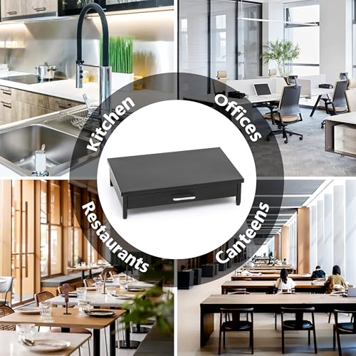 Image of Livzing Metal Microwave Oven Stand Drawer OTG Corner Shelf Tabletop Floor Standing Modern Oven Rack Storage Cabinet Multifunctional Dish Racks Toaster Organizer Powder Coated Finish Utility - Black