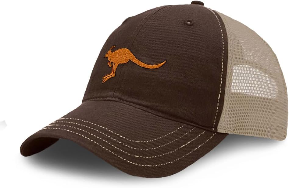 Richardson Soft Mesh Cap Hat Embroidered Animal Wildlife Australia Kangaroo Trucker Hats for Men & Women