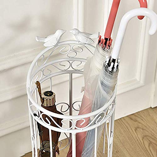 Porte-parapluies peu encombrant en métal blanc avec seau de rangement rond - 5