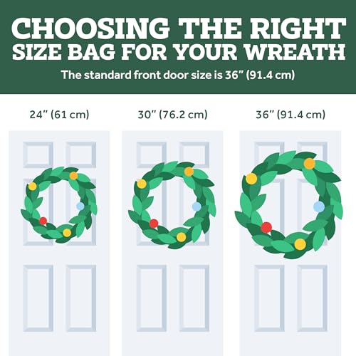 Image of Zober Christmas Wreath Storage Container - 48 Inch Wreath Bag For Artificial Wreaths - Dual Zippered Wreath Storage W /Strong, Durable Handles - Red