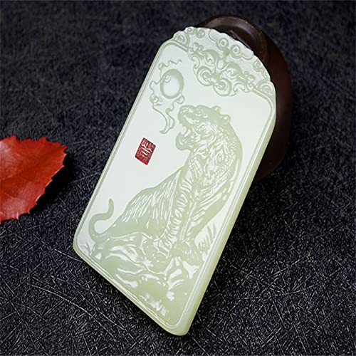 Collier tigre en jade de Hotan blanc, cadeau symbolique unique