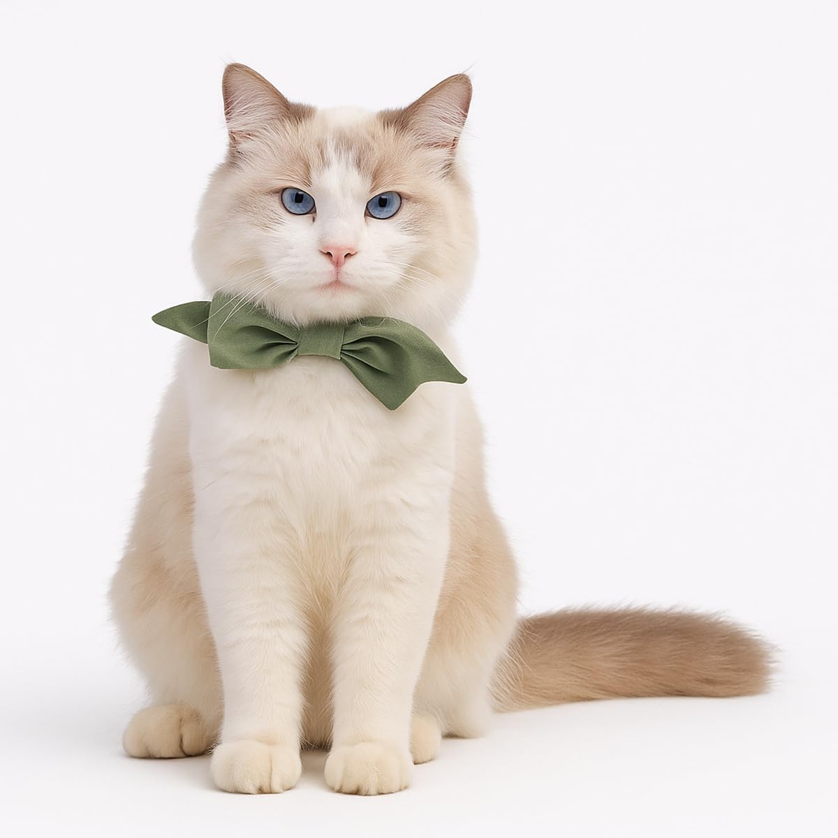 Lovelyshop Pet Bow Tie Collar, Sage Green Satin, Formal Dog Cat Accessory-Small