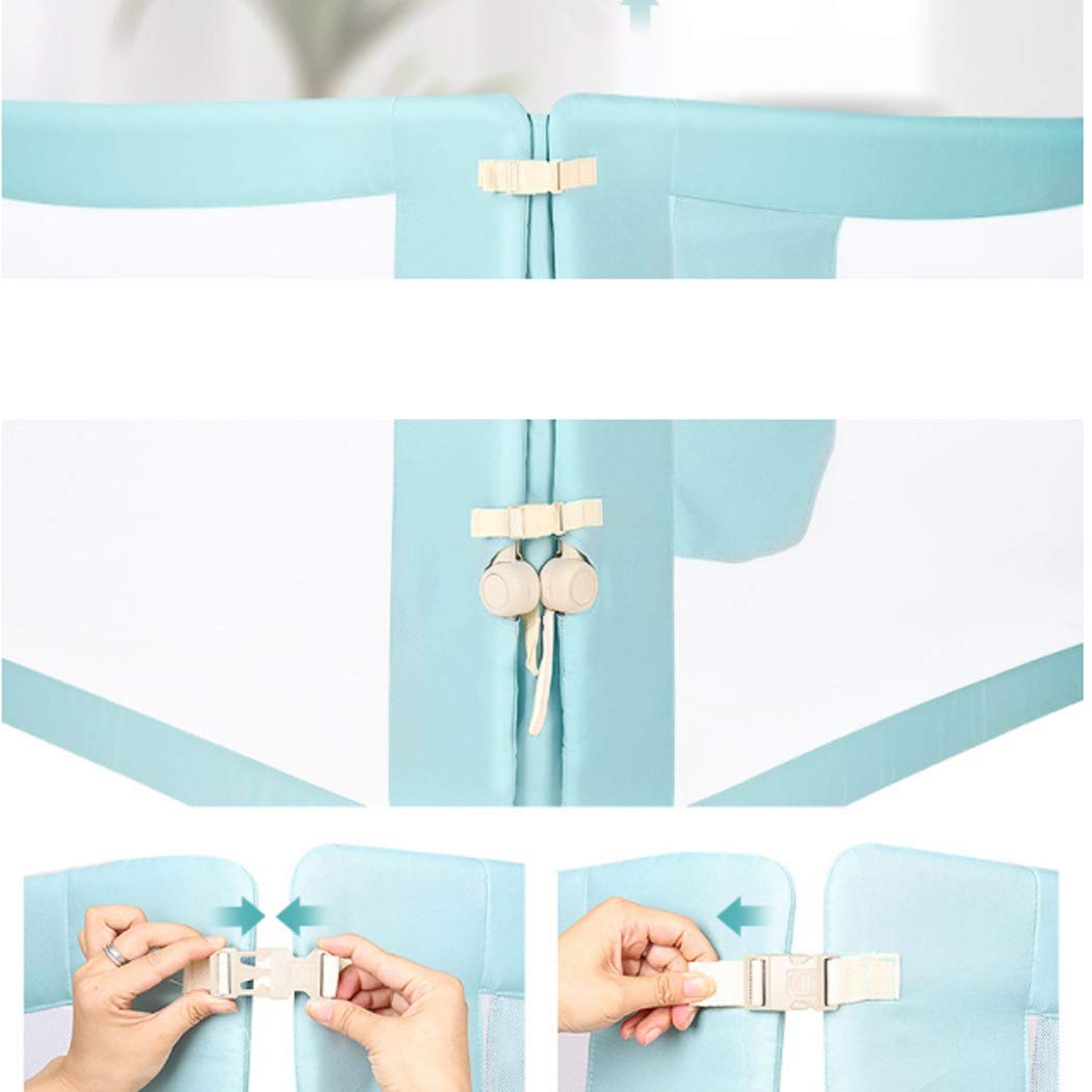 Bettgitter, bruchsicher, Bettschutzgitter, zusammenklappbar, für Kinder, 0–18 Monate (Farbe: Blau, Größe: 180 cm – 1 Stück)