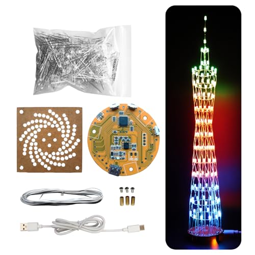 iCubeSmart Led Canton Tower Model DIY Electronic Kit, LED Cube Model Handmade Soldering Project Kit, 12 LED Circles, Height 38cm. (GZT-12 KIT)