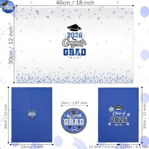 Image of Graduation Decorations 2026 Blue Silver Graduation Guest Book to Sign Class Of 2026 Signature Guestbook Alternative Party Gifts Keepsake Congrats Grad Invitations Memory Card Board College High School