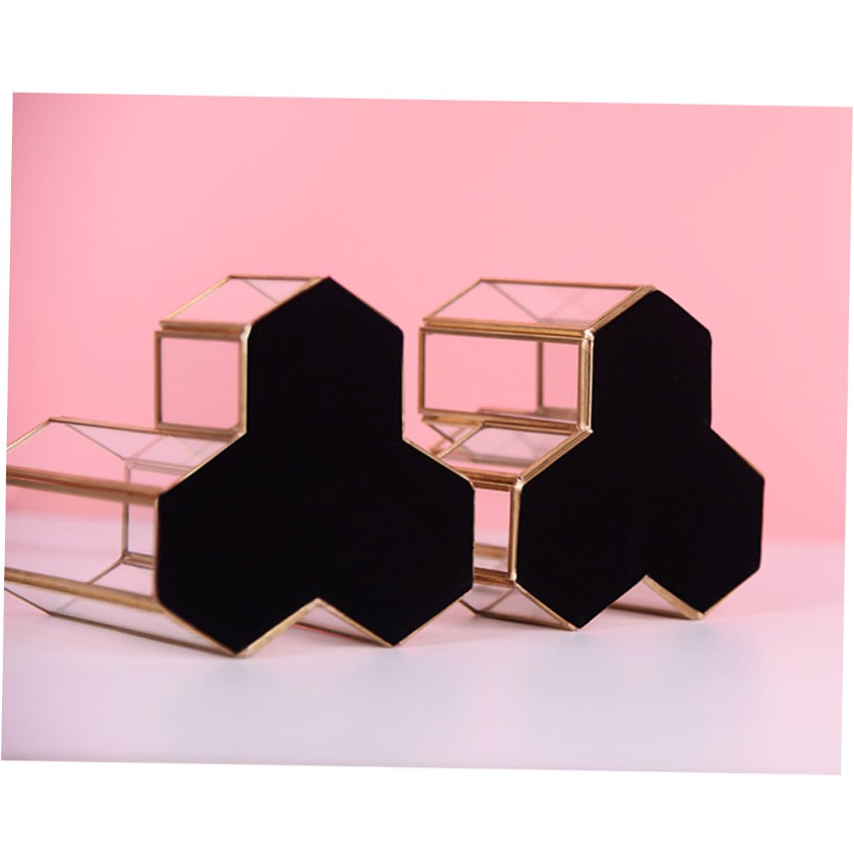 VILLCASE Nordischer Sechseckiger Stiftehalter aus Glas, Goldfarben, Leicht