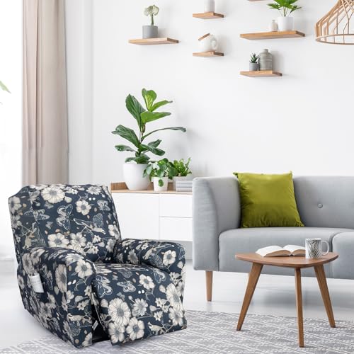 FUANGUI Recliner Chair Cover 4-Pieces Lazyboy Cover for Recliner Chair with Storage Pockets Furniture Protector for Living Room,Jacquard Sofa Slipcover for Kids, Pets, Dog and Cat, 25 - Image 3