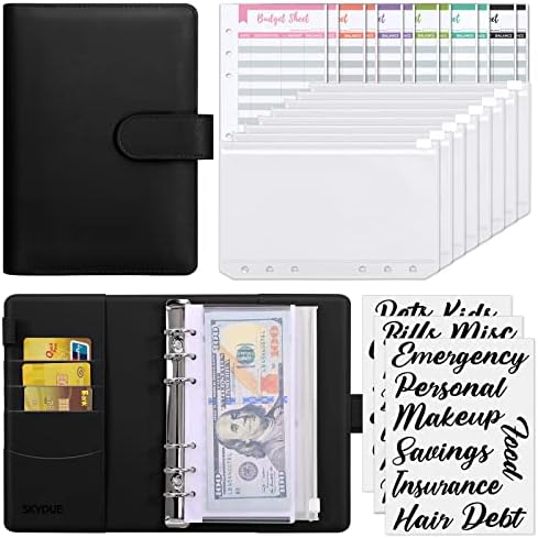 SKYDUE Budget Binder with Expense Sheets,Money Organizer Planner with 8 Pcs Cash Envelopes for Budgeting