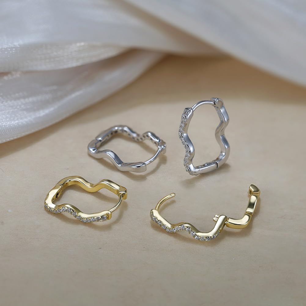 WBDWWTD Funkelnde Creolen aus Sterlingsilber mit AAAAA-Zirkonia für Damen, Knorpellappen, idealer Schmuck, Geschenke für Mutter und Ehefrau