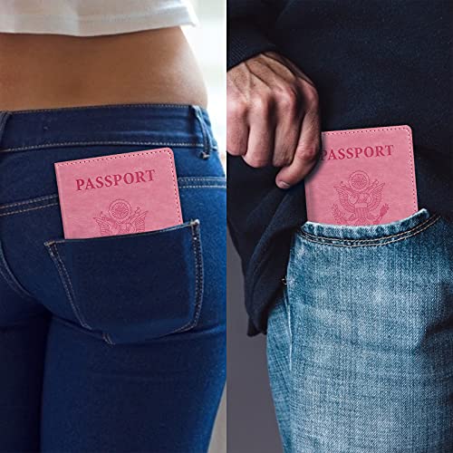 Labato Passport Holder Family Vaccine Card Holder Combo, Passport Cover Waterproof Cruise Accessories Must Haves, Travel Essentials Pu Leather Passport Wallet, 5 Pack #TOP5