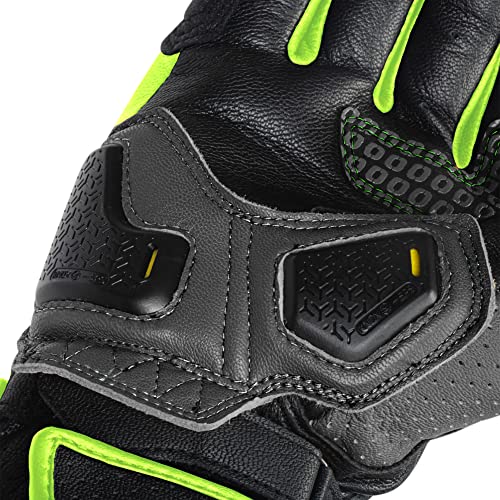 Image of Rynox Storm Evo 2 Gloves - CE Certified Gauntlet Gloves | Impact Protection | Scaphoid Protection | Abrasion Resistance - Hi-Viz Green Black, M