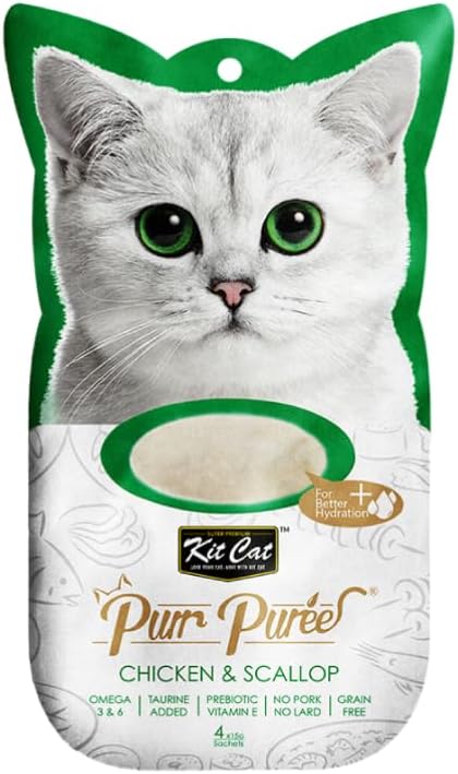 Purr Puree Chicken & Scallop Wet Cat Treat Tubes 4X15G
