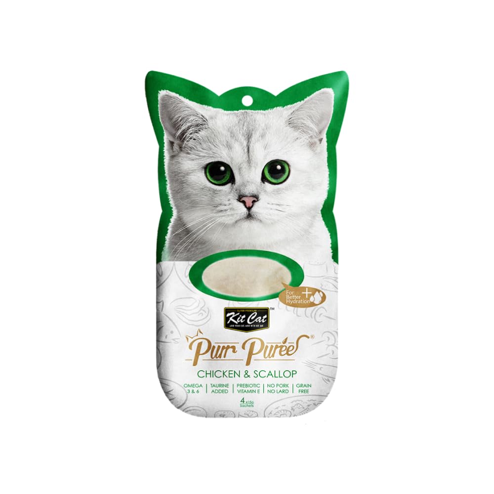 Purr Puree Chicken & Scallop Wet Cat Treat Tubes 4X15G
