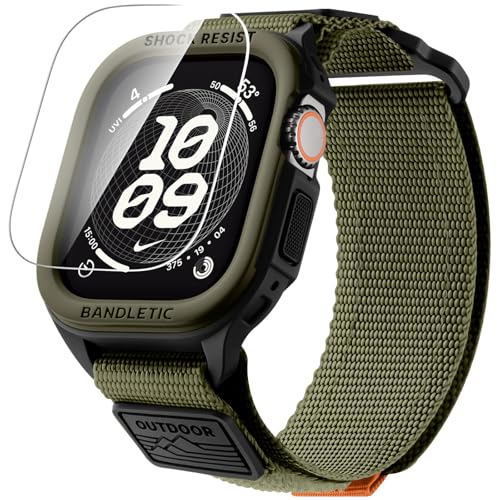 Image of Bandletic Rugged Case with Band Compatible with Apple Watch 49mm(Ultra 3 /2 /1),46mm(Series 11 /10), 45mm(Seriess 9 /8 /7),44mm(SE3 /SE2 /SE /6 /5 /4), Protective Cover Sport Accessories for iWatch Men