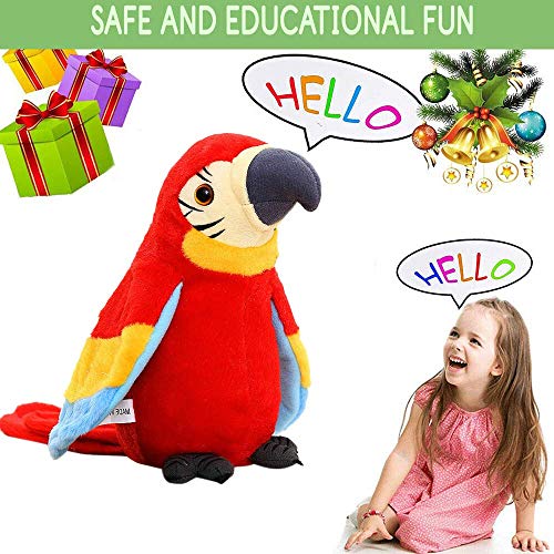 Greus PARROT TOY 9'' Cute Talking Parrot Repeats What You Say Electronic Interactive Plush Toy Stuffed Animal Record Parrot Waving Wings Funny Bird Toys thumb #1