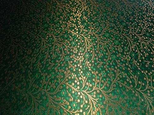 Tissu brocart de soie vert et doré métallisé BRO845 inspiré des tissus royaux