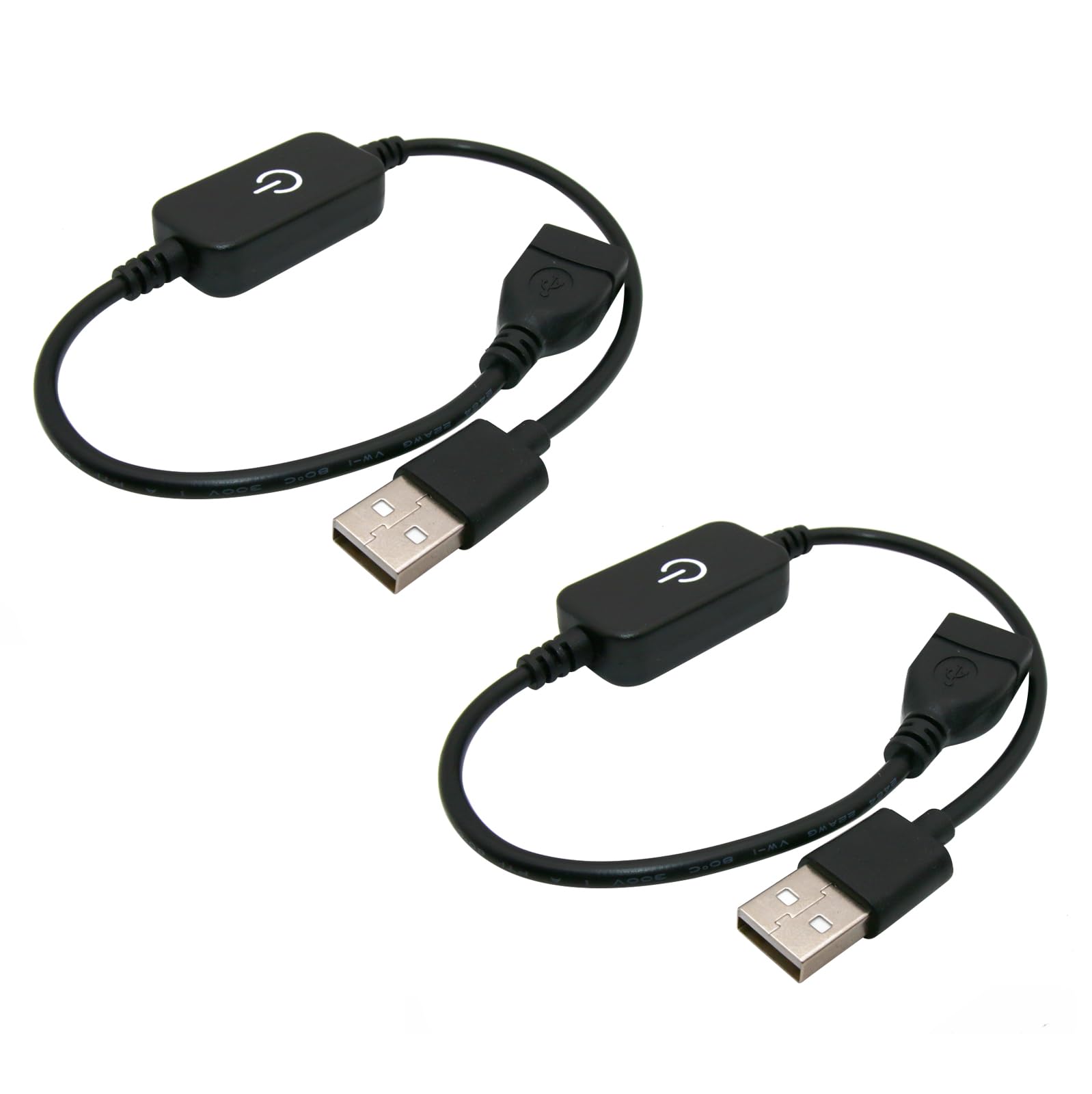 AKZYTUE 2 Pcs LED Touch Inline Dimmer Switch Controller, 5V 3A USB Cord Tact Switch Controller for Single Color Emitting Diode Strip Light