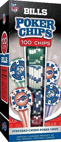 Masterpieces Casino - NFL Buffalo Bills - 100 Piece High Quality Poker Chip Set with Tray