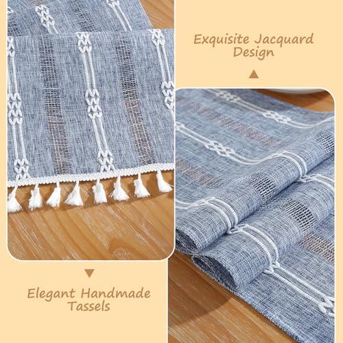 Miniatura 2 de Bigqin Camino De Mesa Moderno Y Rústico, Azul, 180 X 33 Cm, Decoración Mesa Comedor