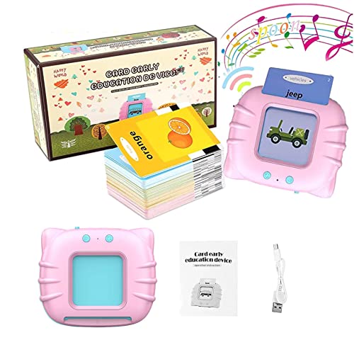Image of VGRASSP Flash Card Game for Kids Talking English Words Card Toy Preschool Learning Reading Interactive Toy for Kids, Pink