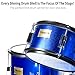Mendini by Cecilio Kids Drum Set, 5 Piece 16 Inch Junior Drums Kit with Bass, Toms, Snare Drum, Cymbal, Hi-Hat, Drumsticks & Seat for Beginner Student (Metallic Blue)