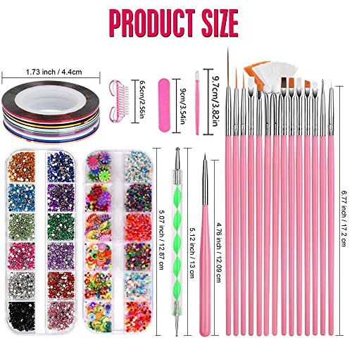Pinsel für Gelnägel,Nail Art Pinsel Set,15 Stücke Nagel Pinsel,10 Rolle Streifenband Nägel,5 Stücke Dotted Pen,2 Boxes… – Bild 7