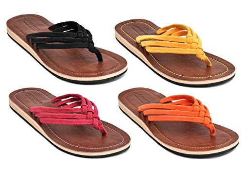 Amboss Damen Sandale Zehentrenner mit Echt Leder Gr.41 Farbe schwarz