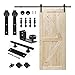 S&Z TOPHAND® 36in x 80in Unfinished British Brace Knotty Barn Door with 6.6 FT Sliding Door Hardware Kit/Simple Assembly is Required