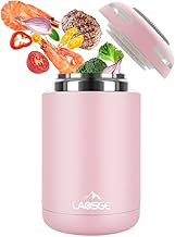LAOSGE Insulated Food Jar for Hot Cold Food, Stainless Steel BPA Free Lunch Container, Leak Proof Double Wall Vacuum Insulated Soup Container, for Kids/Adult Food Storage Camping-16 OZ (Pink)