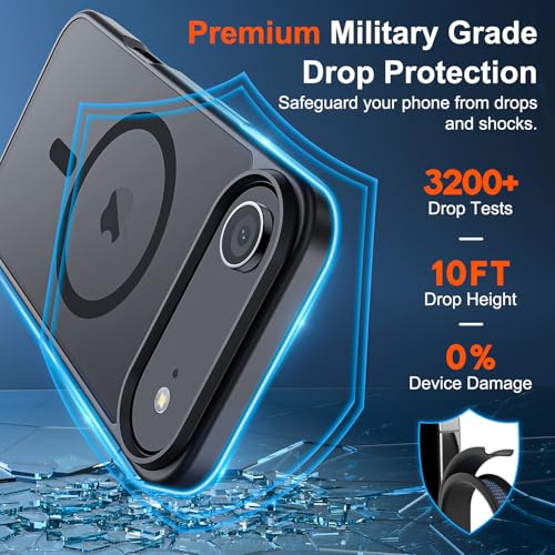 Image of SUPFINE Magnetic for iPhone Air Case (Compatible with MagSafe)(Military Grade Drop Protection) Slim Translucent Matte Shockproof with Anti-Fingerprint Phone Cover for 17 Air, Black