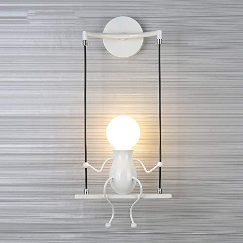 FSTH Bambola di Moda Semplice Swing Bambini Lampada da Parete Soggiorno Moderno Camera da Letto Creativa Applique da Comodino Luce Vacanza/Regalo di Nozze (Bianco-2) - Image 7