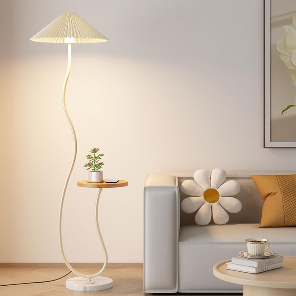 Lampes hautes décoratives salon avec abat-jour plissé et interrupteur