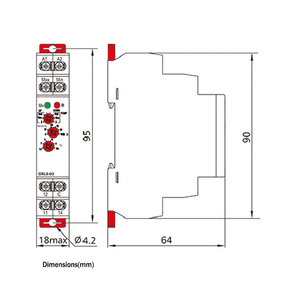 Buyweek GRL8-02 Relais de contrôle de niveau de liquide Contrôleur de niveau d'eau 10 A AC/DC 24 V-240 V
