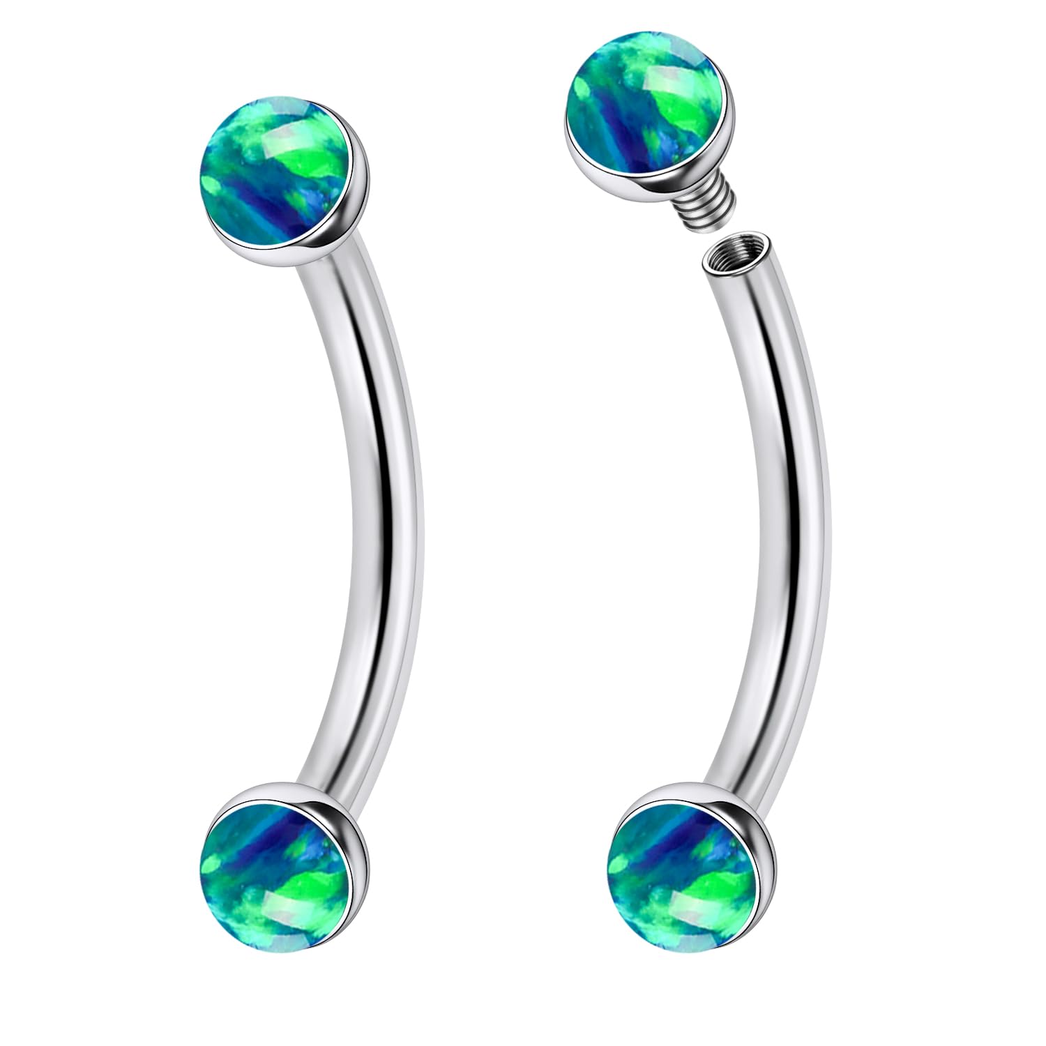 Jenxnjsjo F136 Titanium 16g 6/8/10mm Opal Eyebrow/Rook/Snug/Vertical-Labret/VCH/Snake-Eyes/Anti-Tragus/Christina/Daith/Belly-Button/Bridge/Hood/