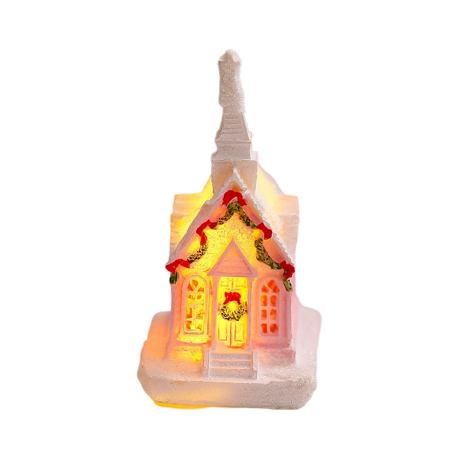carotoe Holiday Season Cottage Ornament Decorative Light Up House with Resin Construction for Kids Rooms and Outdoor Use Kids Room Glowing Holiday Decoration