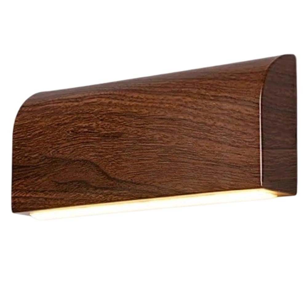 Vjsujehgy Wood Color Home Decoration Metal Wall Lamp, Nordic Style Minimalist Living Room Wall Lamps, Hallway Bedside Lighting A