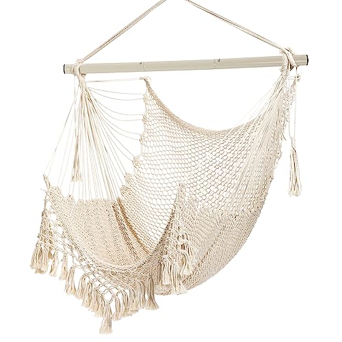 Bengum Hammock Chair Hammock Chair,Max 330lbs, Large Hanging Chair, Soft Cotton Rope Swing Chair with High Load-Bearing...
