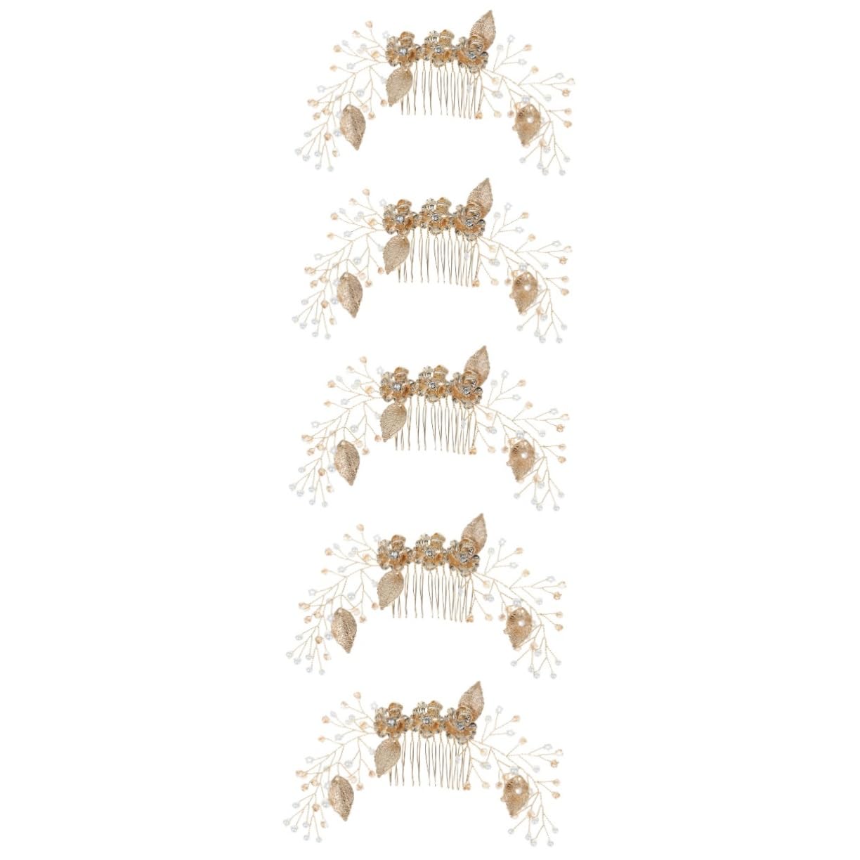 5St Kamm Hochzeit Haarspange Haarspangen für Damen Braut Haarnadel elegant die trauzeugen fot Kämme Tiara Kopfbedeckung für die Braut Haarschmuck für die Braut Zinklegierung Golden