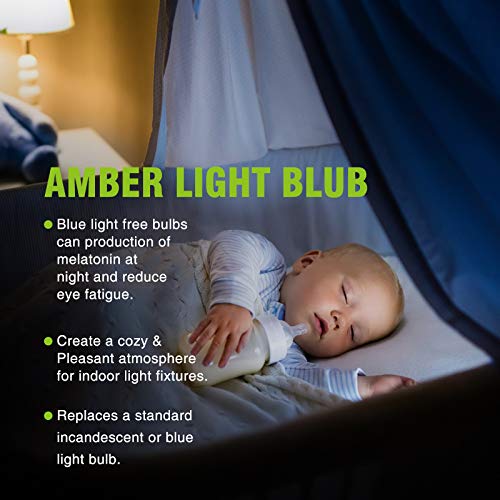 Image of Neporal Amber Light Bulbs 9W, Soft Warm Sleep Light Bulbs 60W Equivalent, Blue Light Blocking Amber Night Light 1800K, Bedtime Light Bulb for Healthy Sleep,1Pack