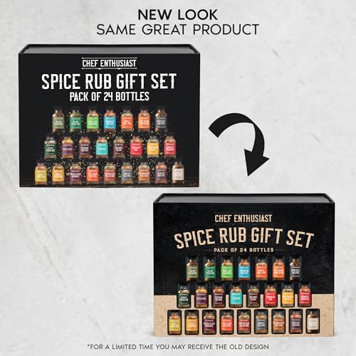 Image of Grilling Spices & Seasoning Gift Set - 24 Unique Gourmet BBQ Spice Rub Sampler - Gift Set for Birthday, Anniversary, Men, Dads, Husbands - By Chef Enthusiasts