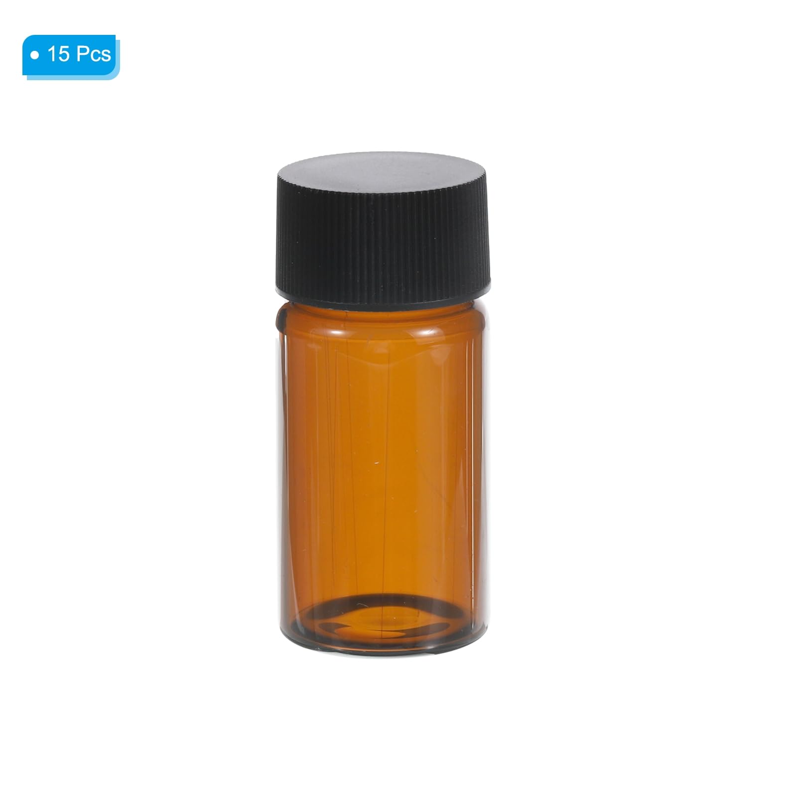 PATIKIL 20mL Medios Almacenamiento Botella, 15 Paquete Reactivo Medios Botella Vidrio Botellas con Plástico Tornillo Tapa para Laboratorio Hogar Aula, Ámbar