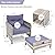 Pamapic 5 Pieces Outdoor Patio Wicker Chairs Set with Ottoman .Outside Conversation Furniture Set with Cushions and Coffee for Balcony Porch Lawn Garden Table (Purple Cushion + Grey Rattan)