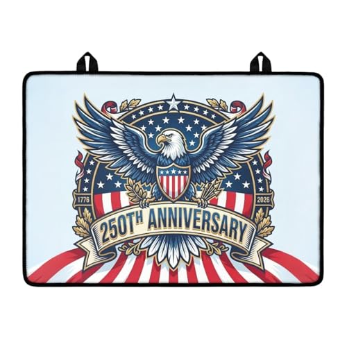Image of Poceacles 4th of July Ceramic Glass Stove Top Cover Stove Burner Cover Multipurpose Rubber Desk Saver Pad Washer Dryer Top Mat for Counter Top, Eagle America 250th Anniversary Print